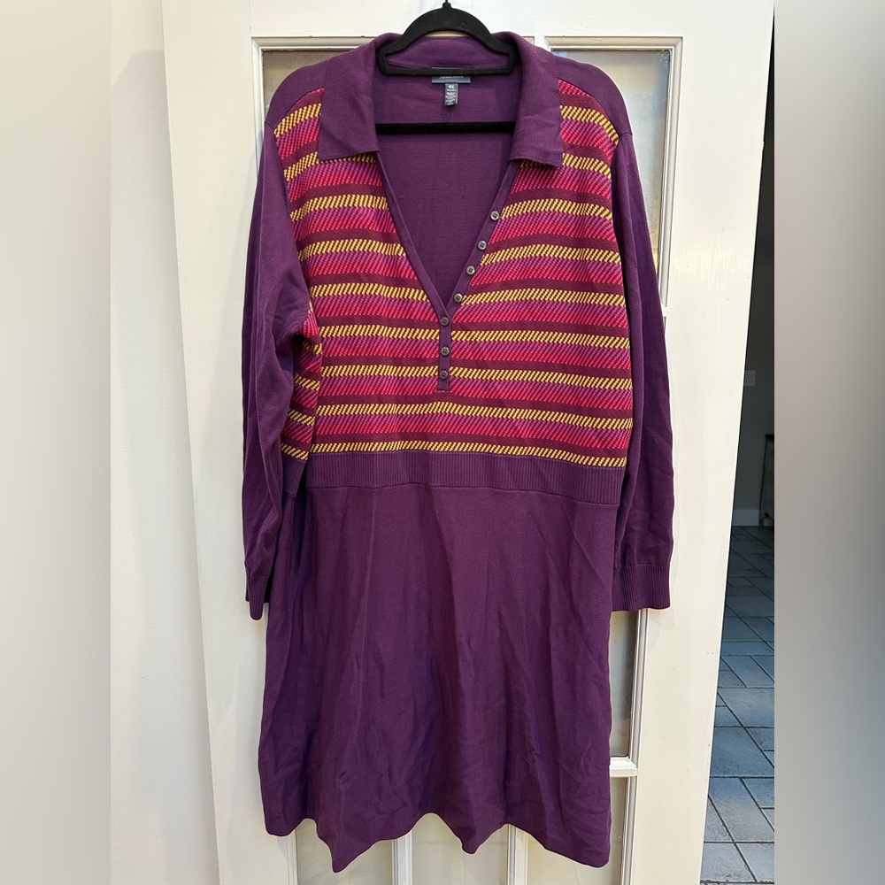 ModCloth Purple Stripe Knit Long Sleeve Chic Career Sweater Dress Plus Size 4X